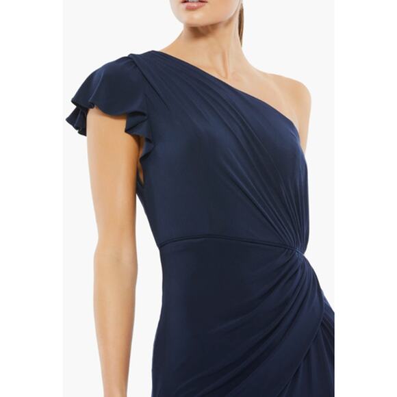MAC DUGGAL Dress Size 2 Evening Gown Navy Blue NEW Stretch Jersey One Shoulder - Picture 6 of 6